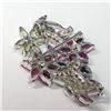 Image 3 : Silver Natural Multi Color Sapphire(12ct) Brooch (~weight 11.92g), Appraised Retail $1350
