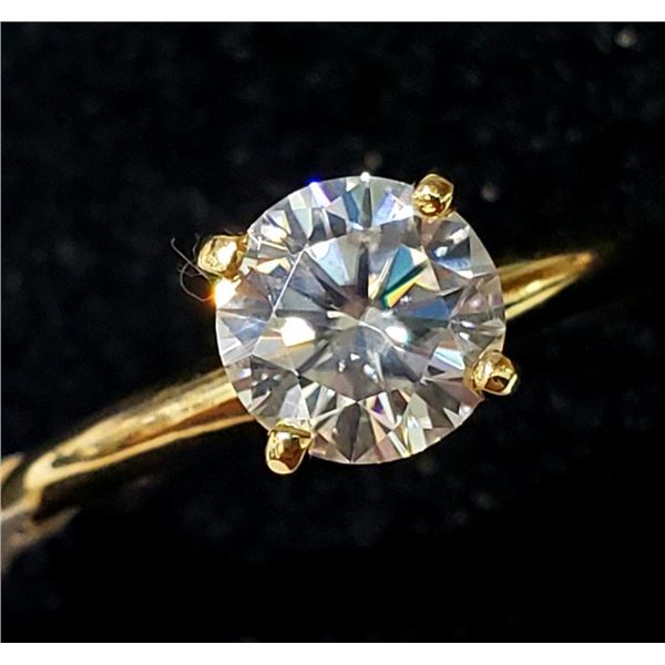 10K Yellow Gold Moissanite 1ct Ring (~Size 6.5) (~weight 2.33g), Made in Canada, Appraised Retail $1