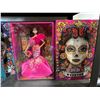 Image 3 : Barbie Signature Fashion Doll, 2023 Dia de Muertos Collectible Wearing Ruffled Pink Gown & Holding T