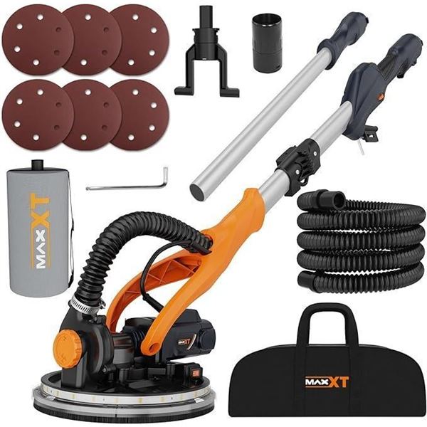 MAXXT Drywall Sander Electric Foldable Wall Sander with Vacuum Dust Real self-Priming System LED Lig