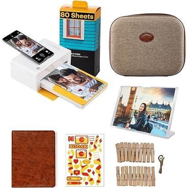 KODAK Dock Plus 4PASS Instant Photo Printer (4x6 inches) + 90 Sheets Gift Bundle (10 Initial Sheets 