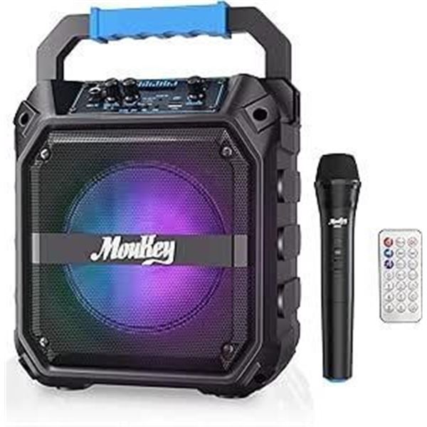 Moukey Karaoke Machine Speaker with Microphone - Bluetooth 6.5'' Speaker, Portable PA Stereo System 
