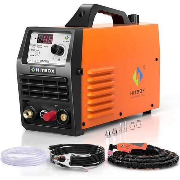 HITBOX Plasma Cutter 55A Non Touch Pilot Arc Plasma Cutters 110/220V Dual Voltage, Digital Display D