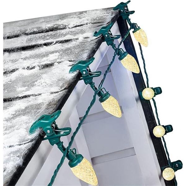 C9 LED Christmas Lights Outdoor, 66 Feet 100 LED Strawberry String Lights with 100 Spring Clamps, Wa