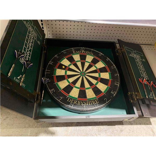 Vintage Style Dart Board with Dual Doors and 6 Darts