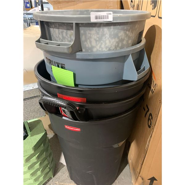 Lot of 5 Assorted Trash Cans - No Lids