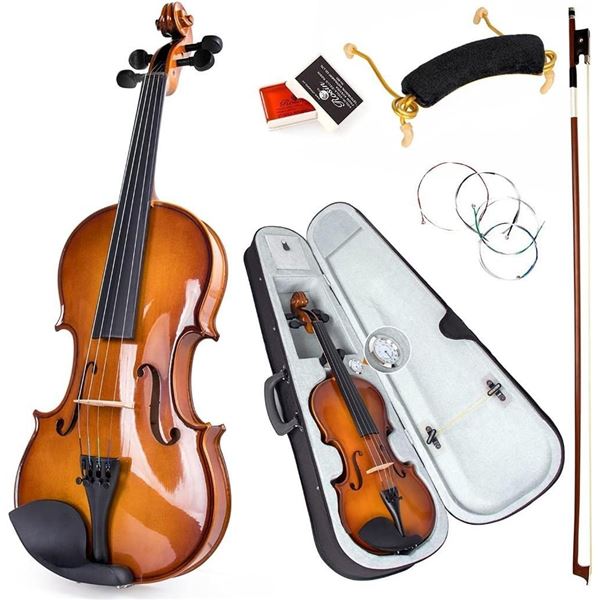 Eastar Violin 4/4 Full Size, Kmise Acoustic Violins Solid Wood Fiddle Set for Adults Beginners Stude
