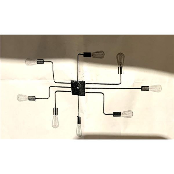 mirrea Modern Industrial Semi-Flush Mount Metal Ceiling Lighting for Rectangular Room 8 Lights Black