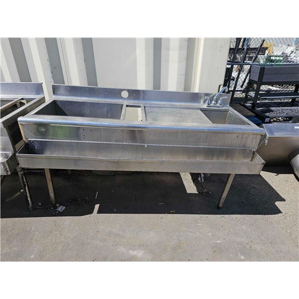 Stainless steel Quest double basin commercial freestanding sink counter 60x30x33 in