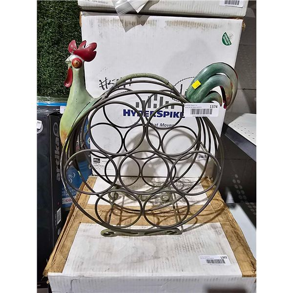 Pier 1 Imports Farmhouse Rooster Metal Wine Rack Holds 7 Bottles New