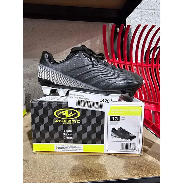AthleticWorks youth soccer cleats size 13 black