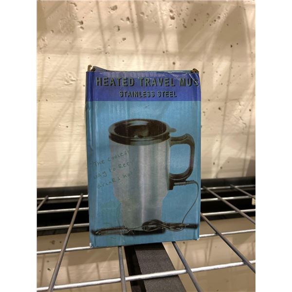 Heated stainless steel travel mug