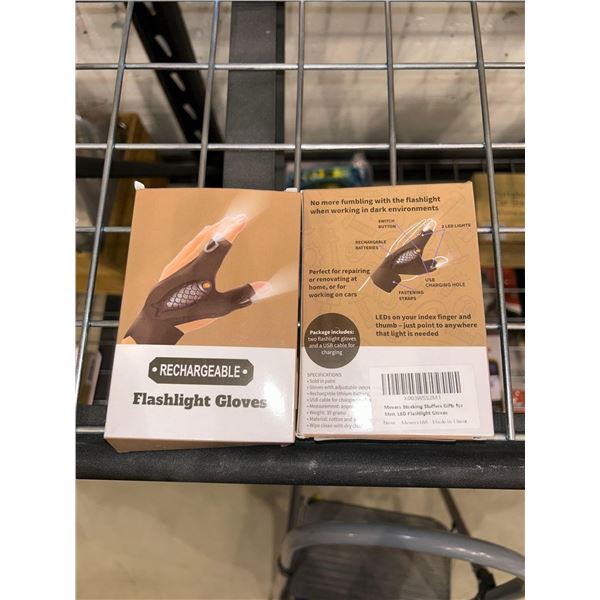 Rechargable flashlight gloves, lot of 2 pairs