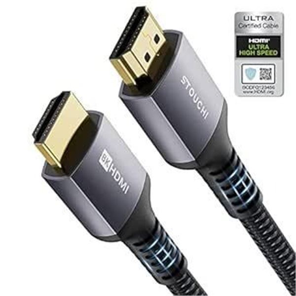 Stouchi 8K HDMI 2.1 Cable 6ft 48Gbps, Stouchi (Certified) Ultra High Speed HDMI Cables, 8K60Hz 4K120