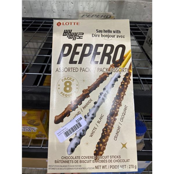 Lotte Pepero Assorted Pack of 8 Chocolate Covered Biscuit Sticks