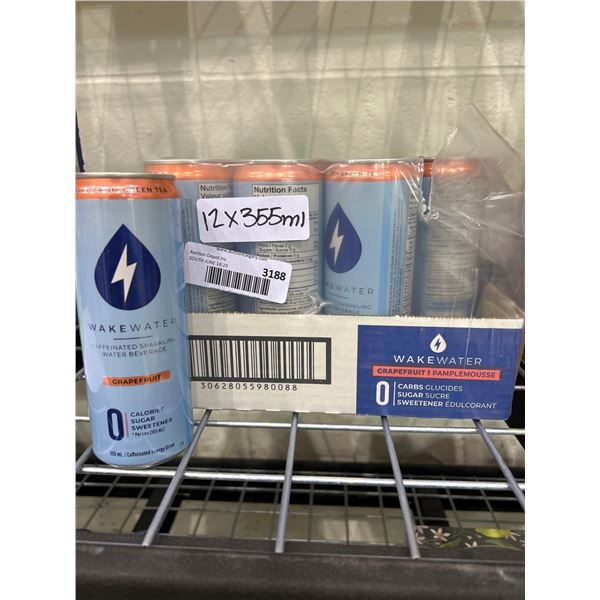 Wake Water Caffeinated Sparkling Water Beverage Grapefruit 12 x 355ml