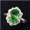 Image 2 : Silver Cubic Zirconia and emerald oval cut cluster Ring