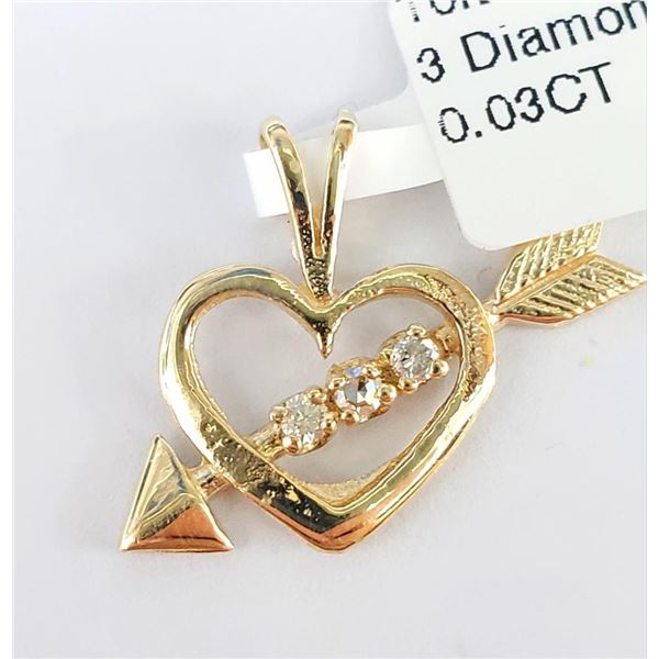 10K Yellow Gold Diamond 1.12G (0.03ct) Pendant, Suggested Retail Value $450