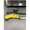 Image 2 : Defender Extreme Yellow Handled 10 Inch Bowie Style Survival Knife with Sheath - NEW in Box