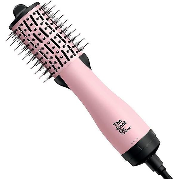 The Knot Dr BC114C All-in-One Mini Oval Dryer Brush. Dry and Style For All Hair Types, Pink