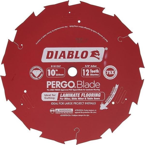Diablo 10-inch x 12 Tooth Diamond Tipped Miter/Table Saw Blade for Laminate Floor Cutting