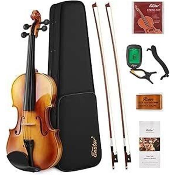 Eastar EVA-330 4/4 Violin Set Full Size Fiddle for Adults with Hard Case, Shoulder Rest, Rosin, Two 