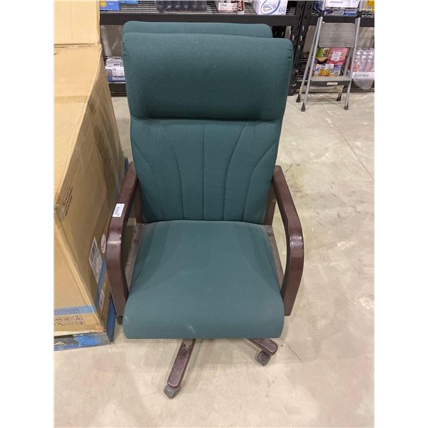 Lot of 2 Green Office Rolling Chairs
