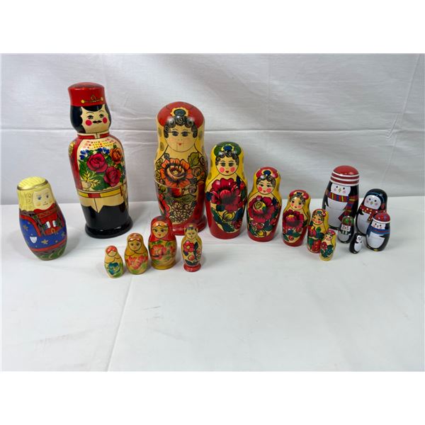 Assorted Russian Nesting & Wooden Hand Painted Dolls