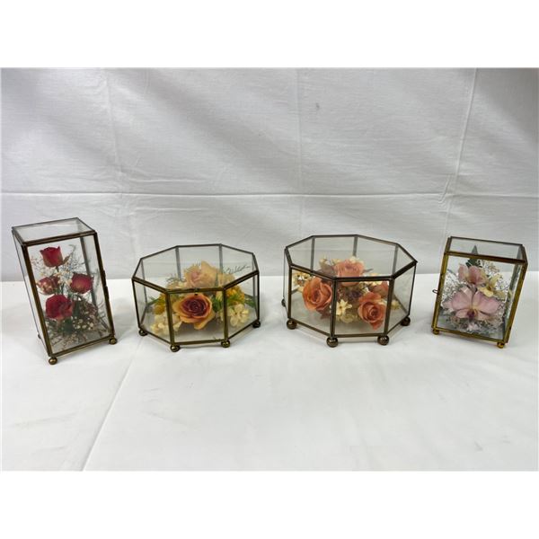 Assorted Glass Floral Display Boxes