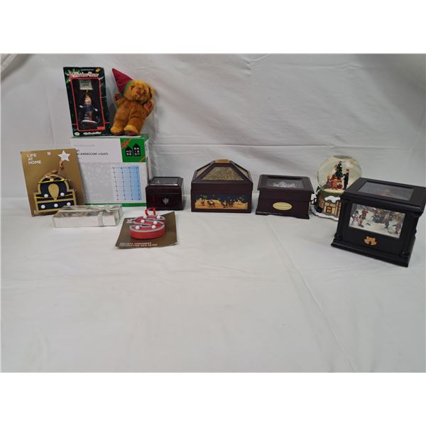 Assorted Christmas  Musical Boxes, Snowglobe & Decor