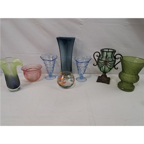 Assorted Coloured Glass Vases