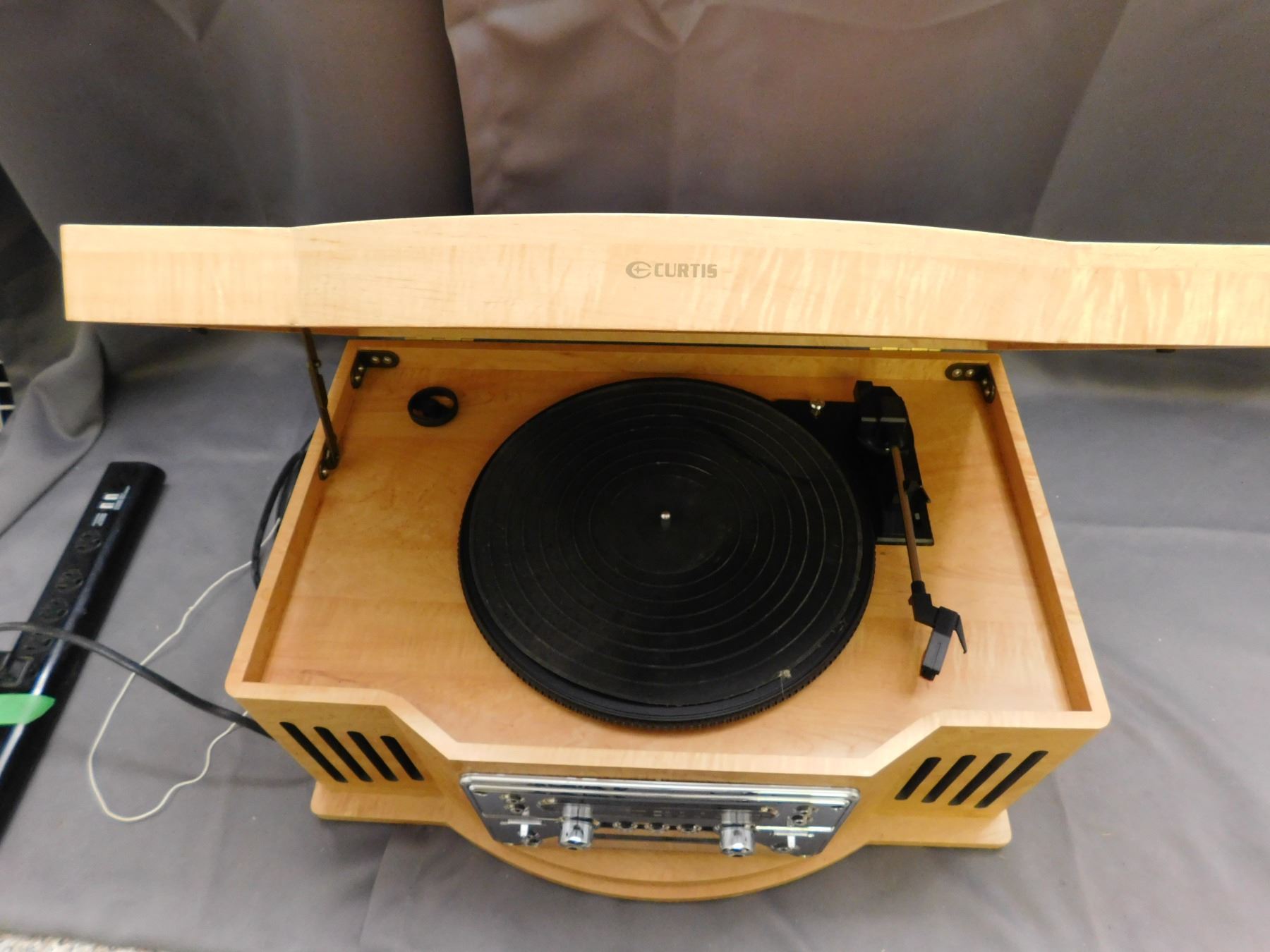 Curtis Wood Compact Turntable Record Player Console Component System CD ...