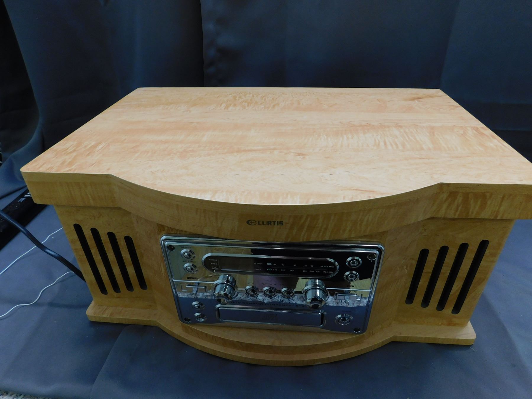 Curtis Wood Compact Turntable Record Player Console Component System CD ...