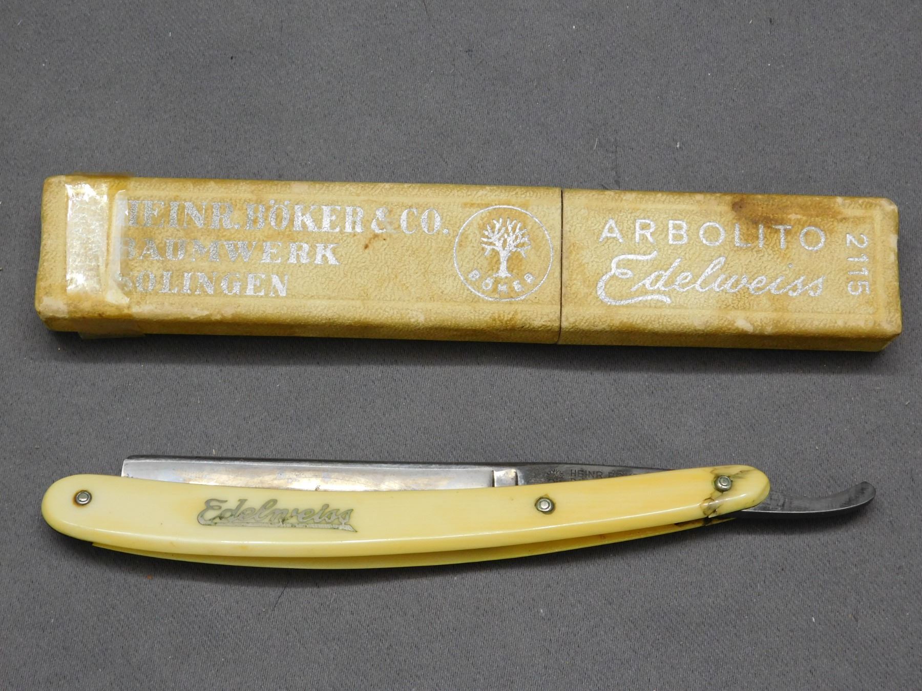 Heinr Boker Solingen Germany- Arbolito Edelweiss Straight Razor Vintage ...