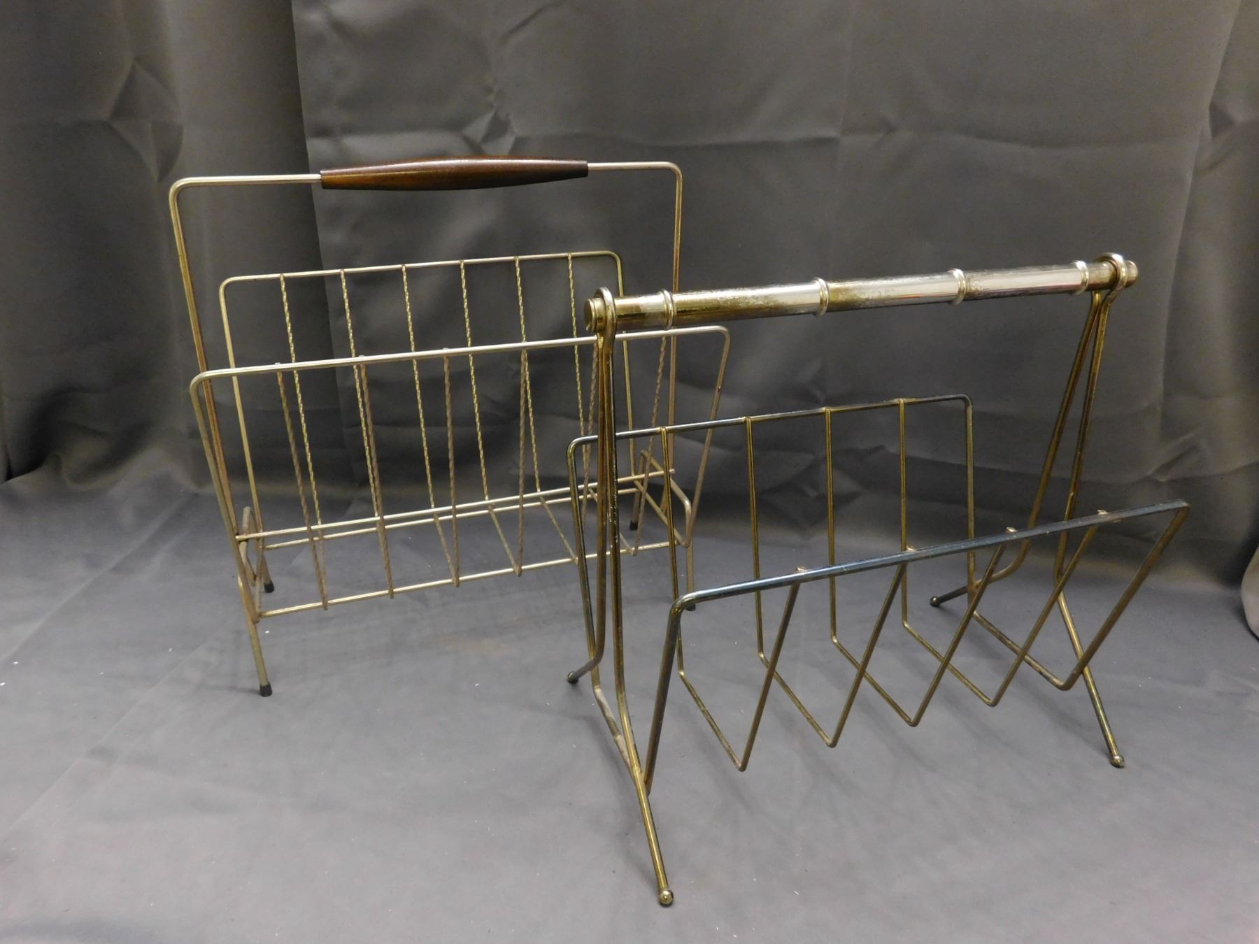 Lot of 2 Metal Wire Magazine Racks