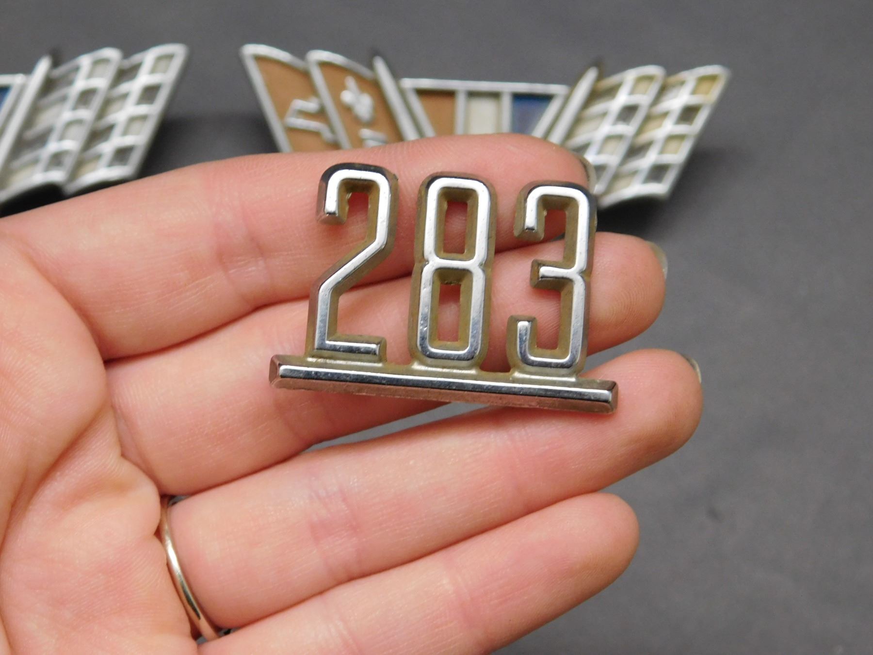 1964-67 Chevrolet Flag Emblems and x2 283 Emblems