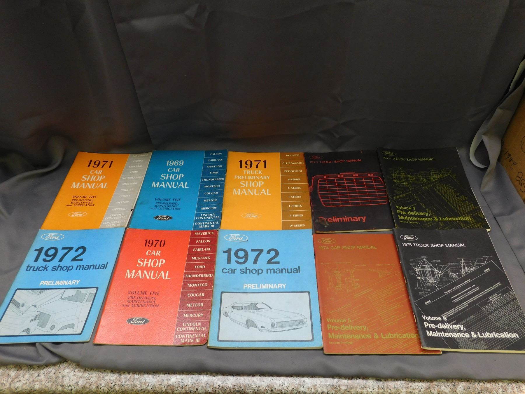 Lot of 10 1960s70s Ford Car and Truck Shop Manuals