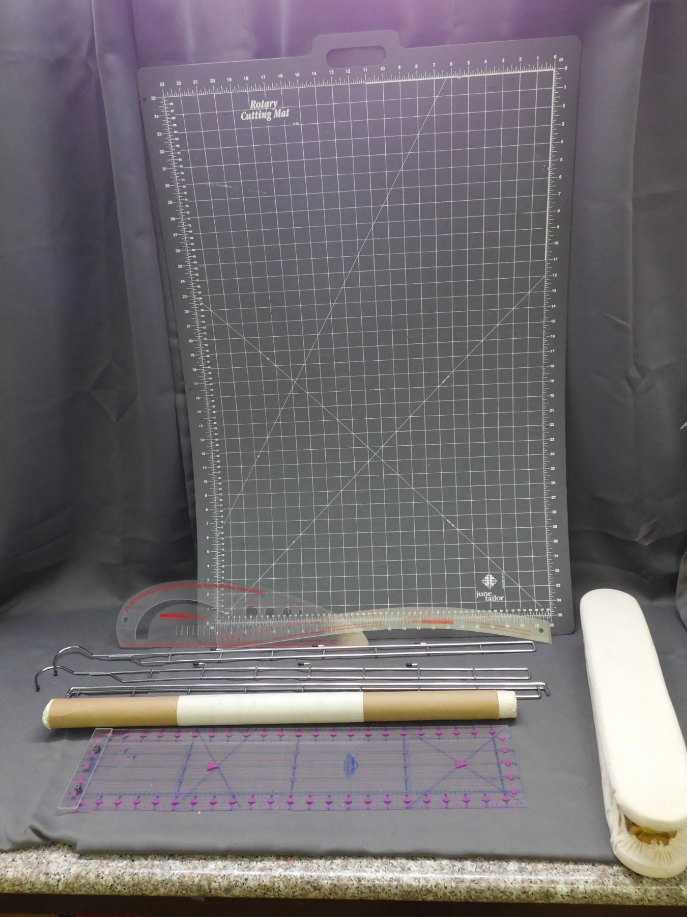 LARGE LOT of Seamstress Cutting Rulers, Tools, Mat, Etc