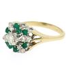Image 3 : Petite 14k White & Yellow Gold 0.80 ctw Round Diamond Emerald Cluster Dinner Rin
