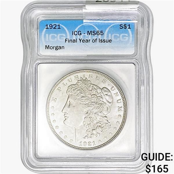 1921 Morgan Silver Dollar ICG MS65 FYI