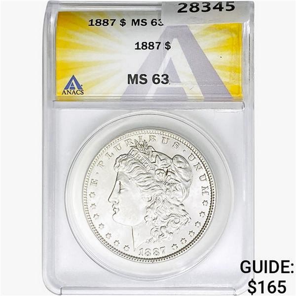 1887 Morgan Silver Dollar ANACS MS63