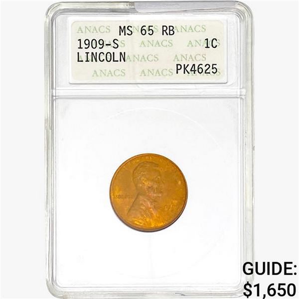 1909-S Wheat Cent ANACS MS65 RB