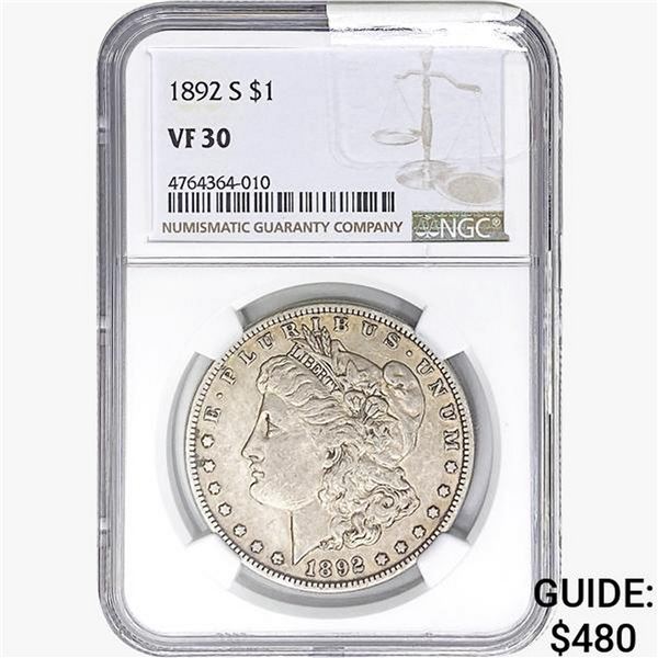 1892-S Morgan Silver Dollar NGC VF30