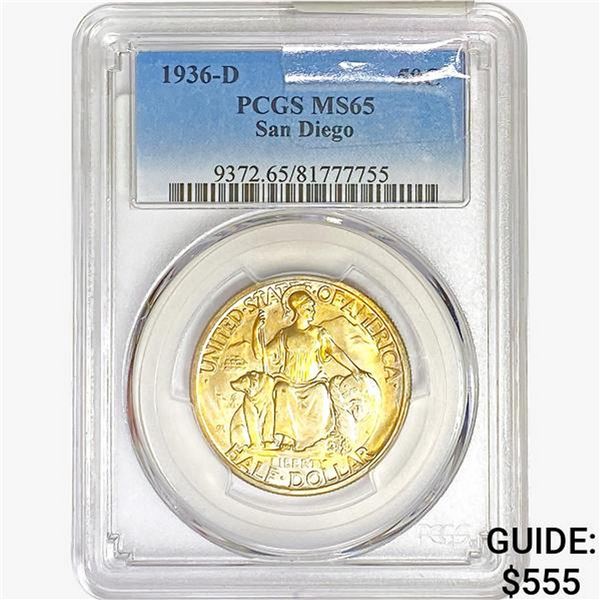 1936-D San Diego Half Dollar PCGS MS65