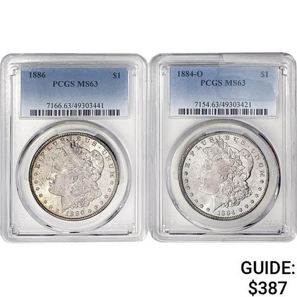 [2] 1884-O&1886 Morgan Silver Dollar PCGS MS63