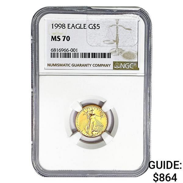 1998 $5 1/10oz. American Gold Eagle NGC MS70