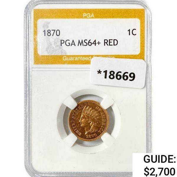 1870 Indian Head Cent PGA MS64+ RED