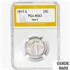 Image 1 : 1917-S Standing Liberty Quarter PGA MS63 Type 2