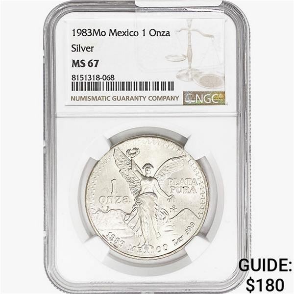 1983Mo 1oz. Silver Mexicanos Onza NGC MS67