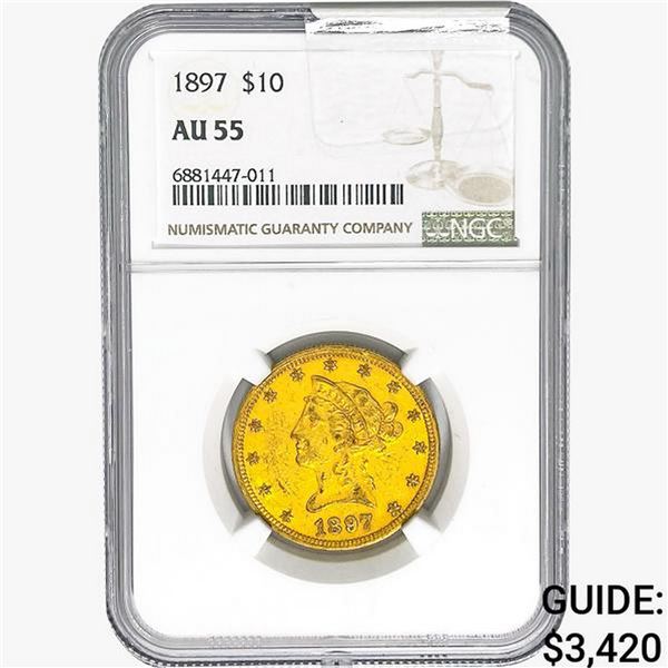 1897 $10 Gold Eagle NGC AU55